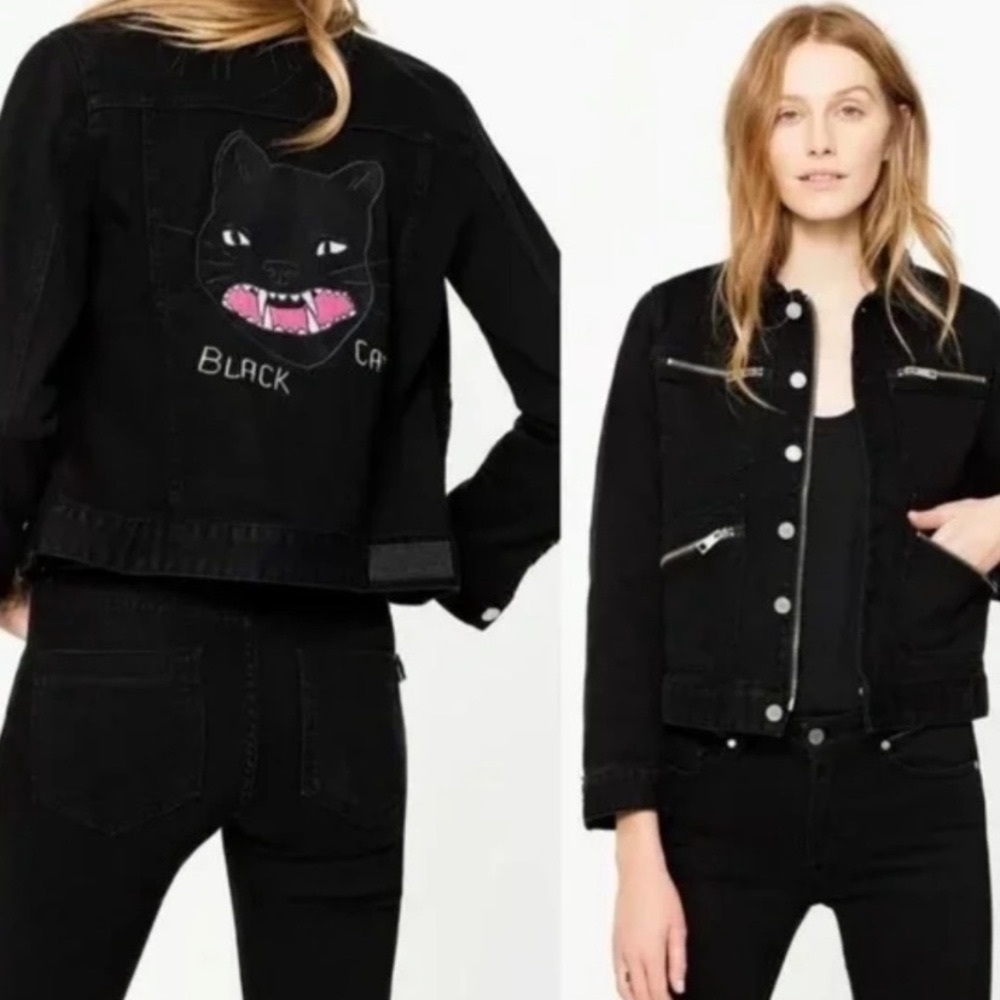 Zadig & Voltaire Kioko black cat jacket medium
